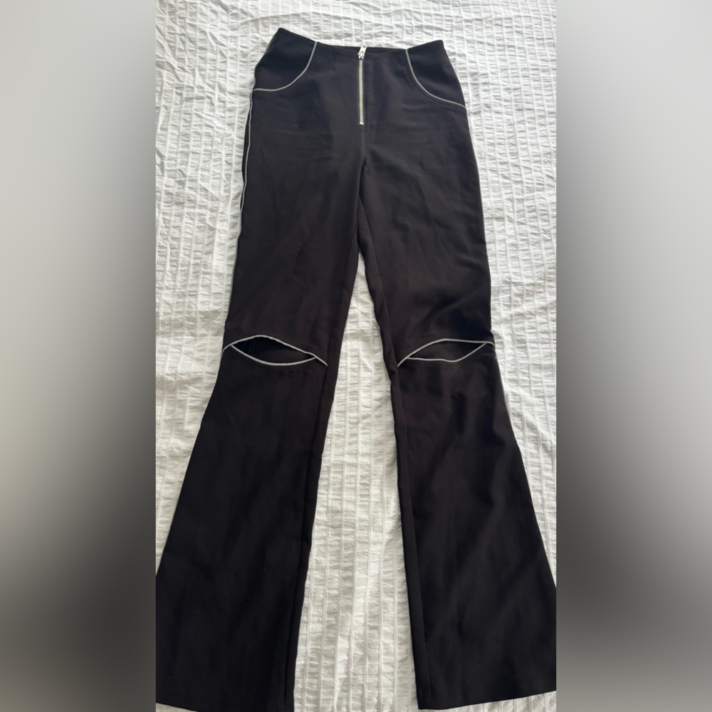 I.AM.GIA Black Flare Pants with Knee Cutouts
